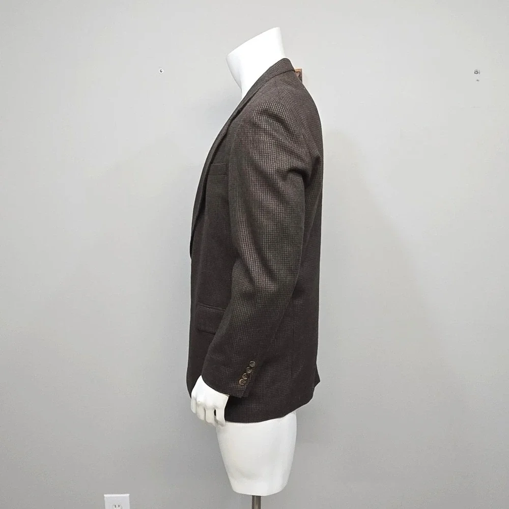 Oscar De La‎ Renta Wool Sport Coat Men 42L Brown Houndstooth Blazer Ivy Preppy